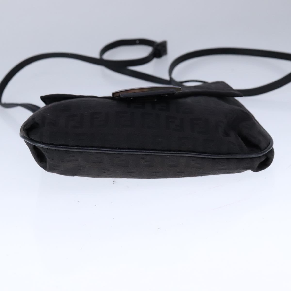 FENDI Zucchino Canvas Mamma Shoulder Bag Black 109966