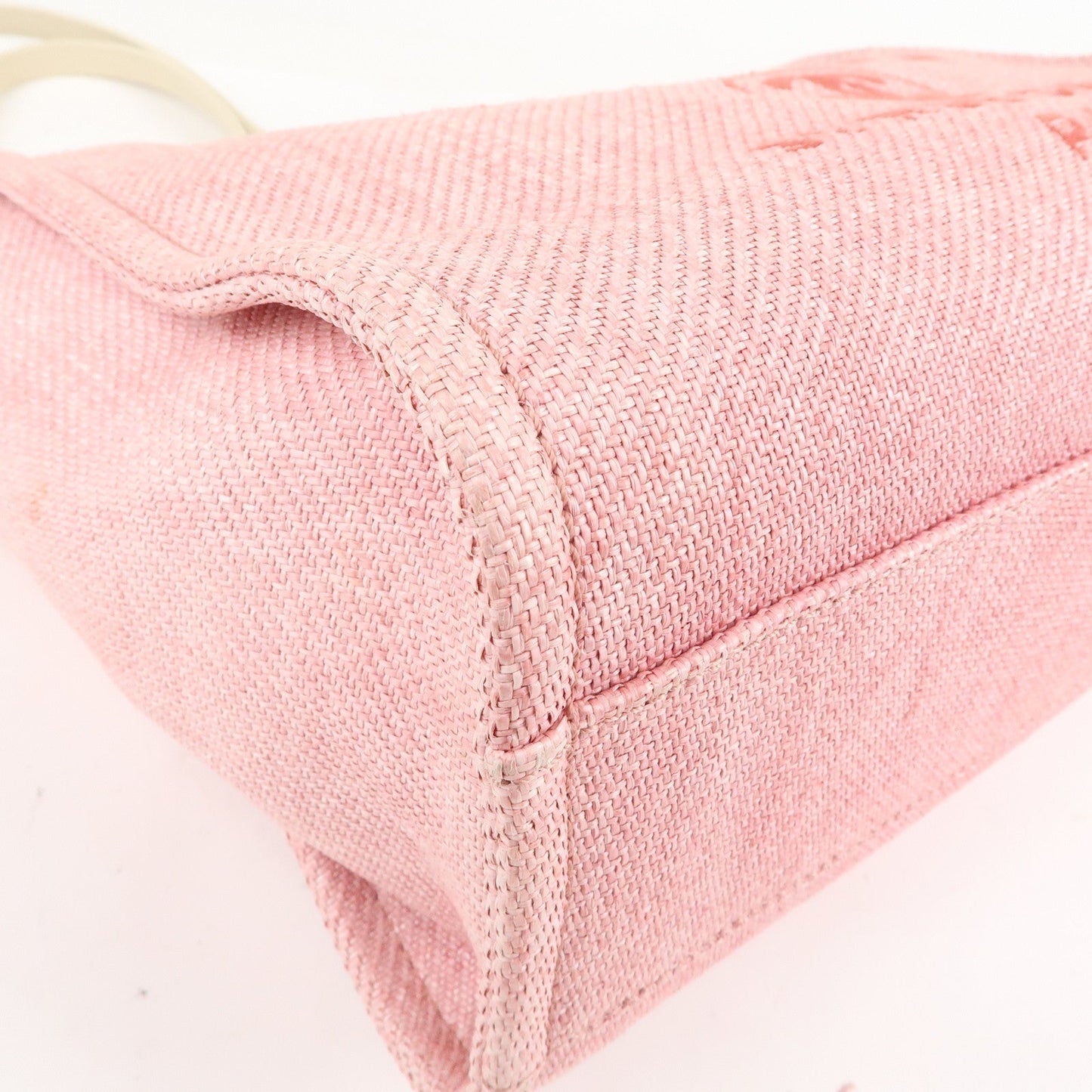 CHANEL Deauville MM Straw Leather Chain Tote Bag Pink A67001