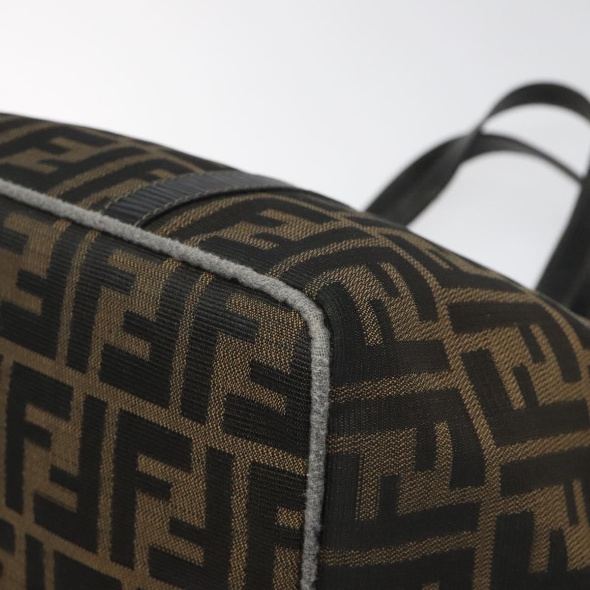 FENDI Zucca Canvas Hand Bag Brown Black gold 110407