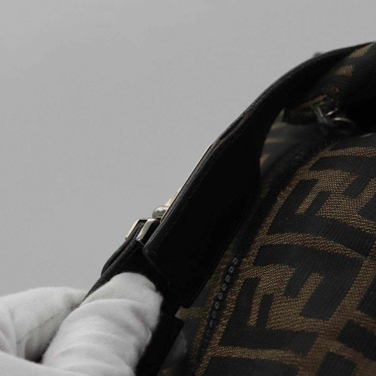 FENDI Zucca Canvas Hand Bag Brown 110512
