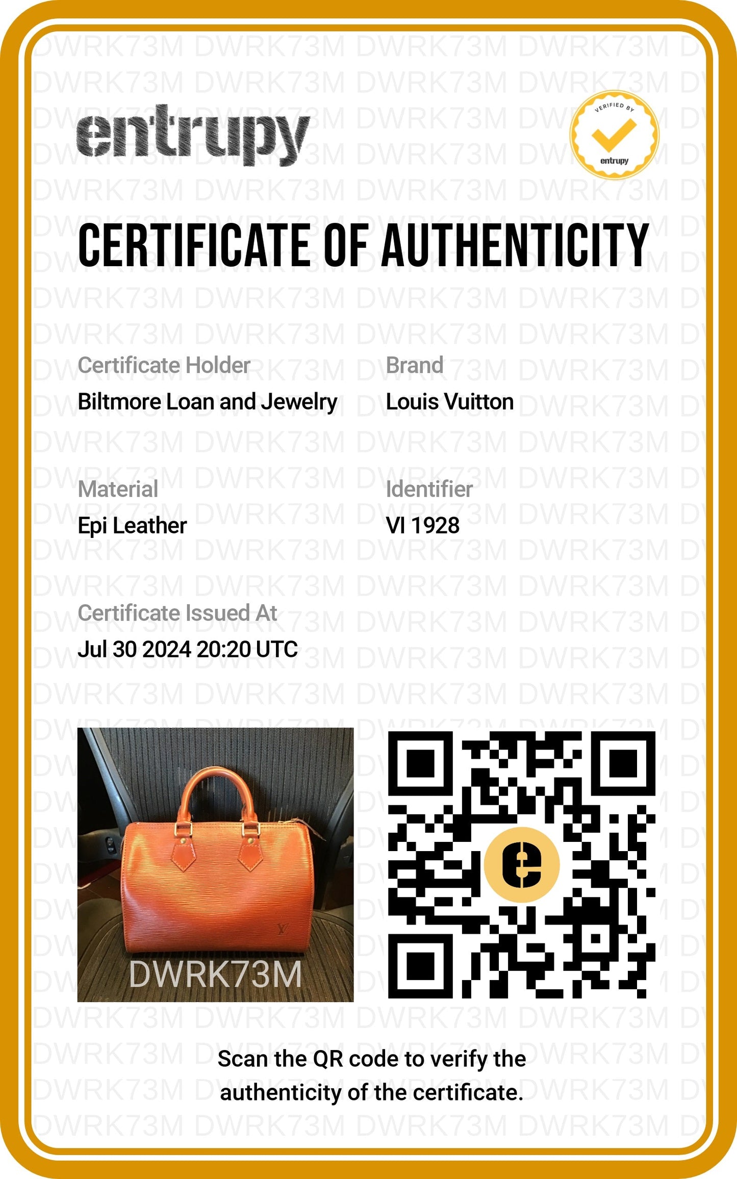 Louis Vuitton Vintage EPI Kenyan Brown Speedy 25 Bag