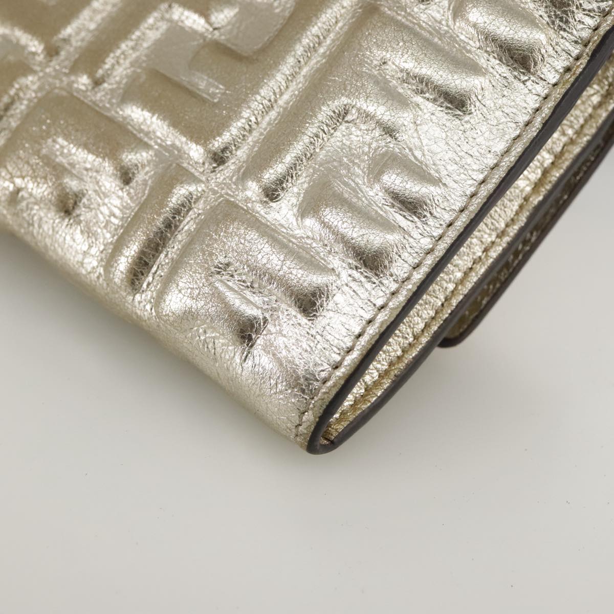 FENDI Zucca Canvas Long Wallet Leather Gold 110760