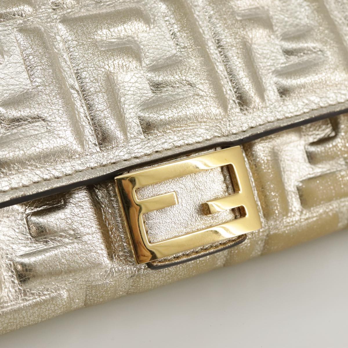 FENDI Zucca Canvas Long Wallet Leather Gold 110760