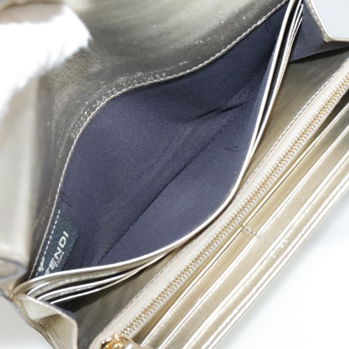 FENDI Zucca Canvas Long Wallet Leather Gold 110760