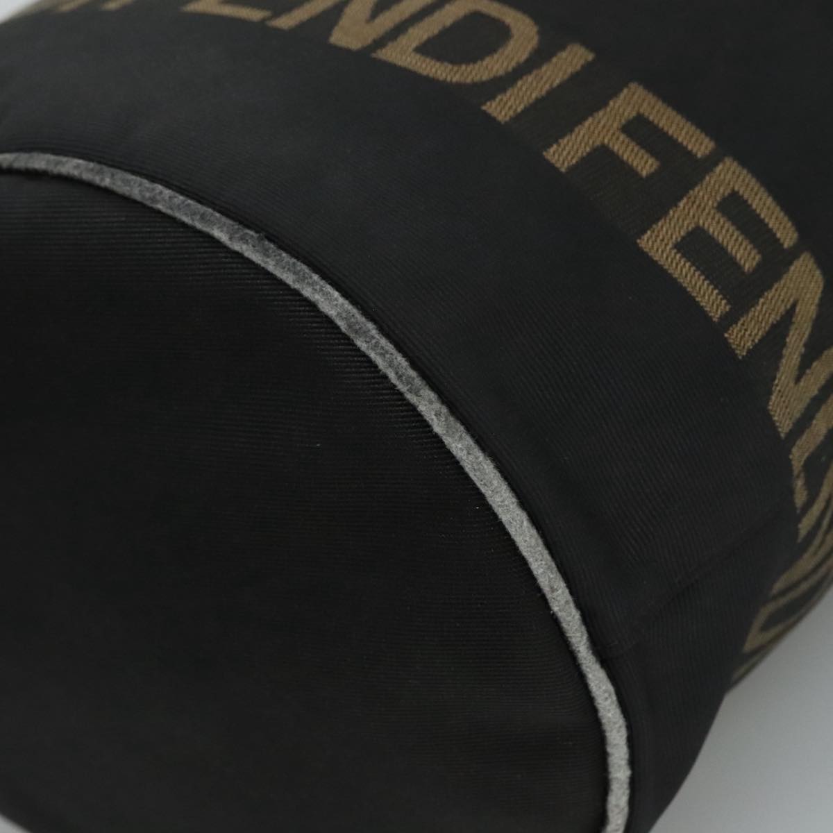 FENDI Hand Bag Nylon Black Brown Silver 111059