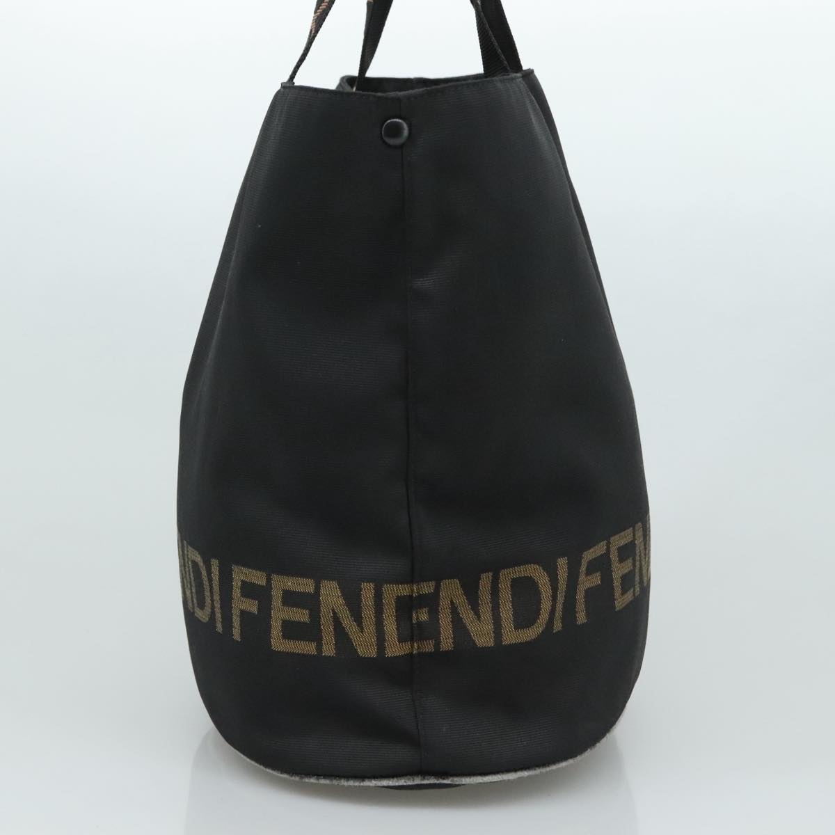 FENDI Hand Bag Nylon Black Brown Silver 111059