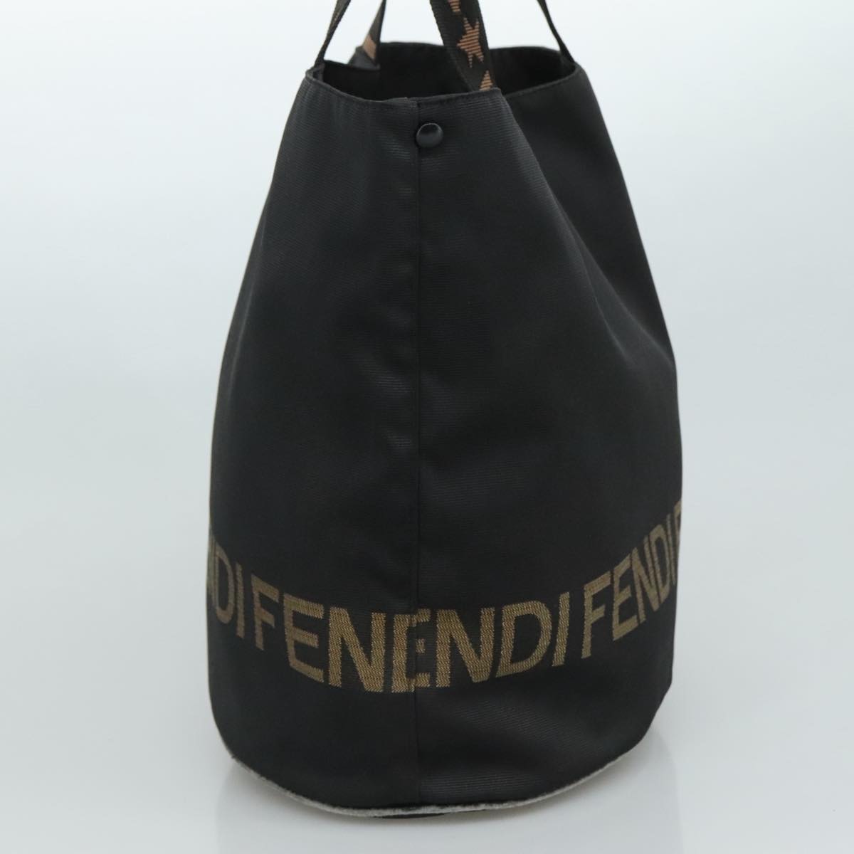 FENDI Hand Bag Nylon Black Brown Silver 111059