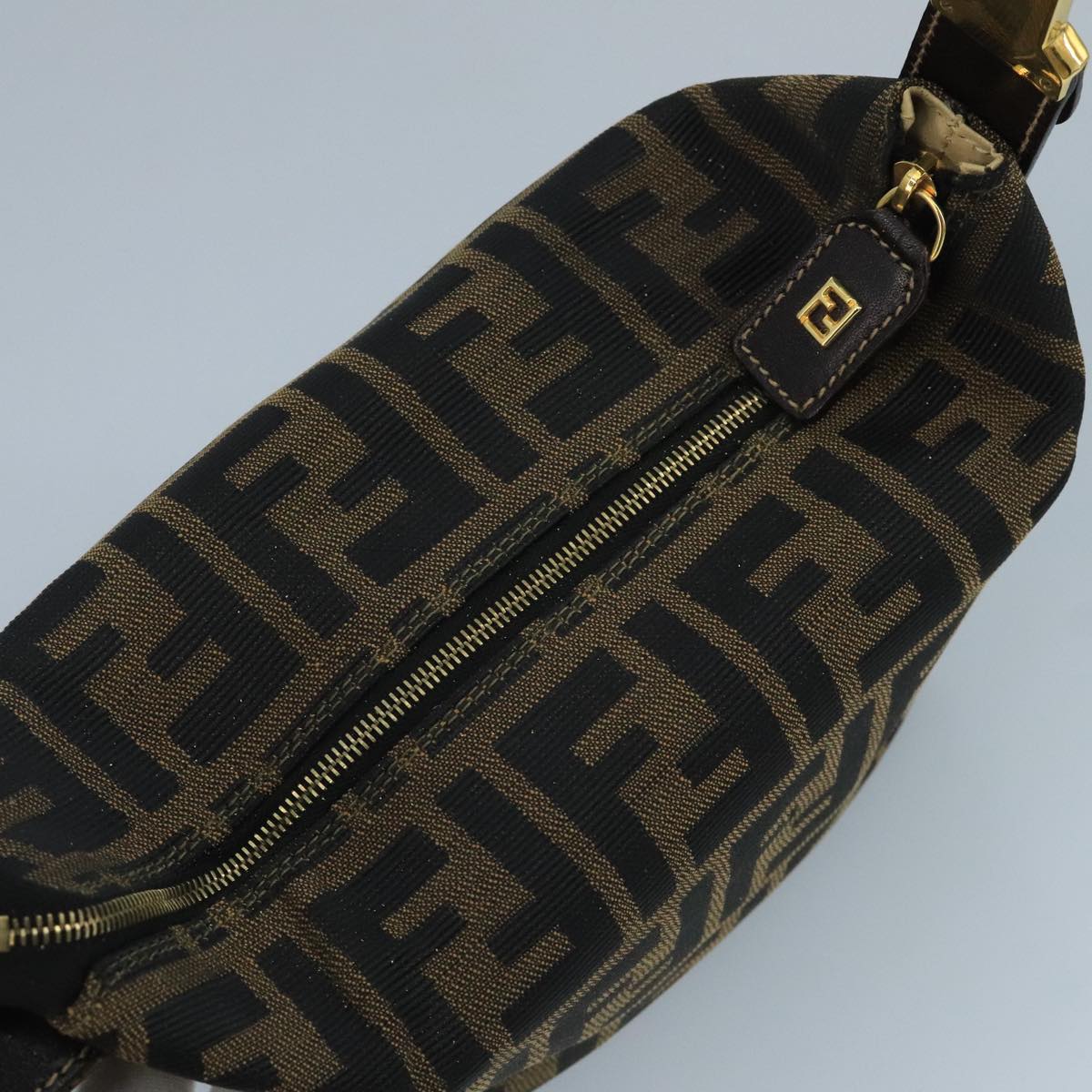 FENDI Zucca Canvas Mini Hand Bag Brown Black gold 111096