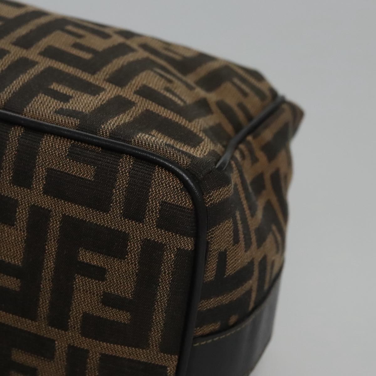 FENDI Zucca Canvas Hand Bag Brown Black gold 111097