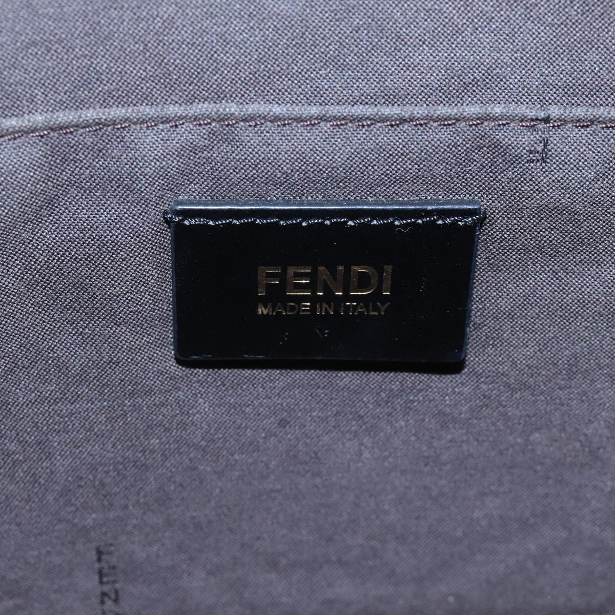 FENDI Zucchino Canvas Shoulder Bag Gold Black 111182