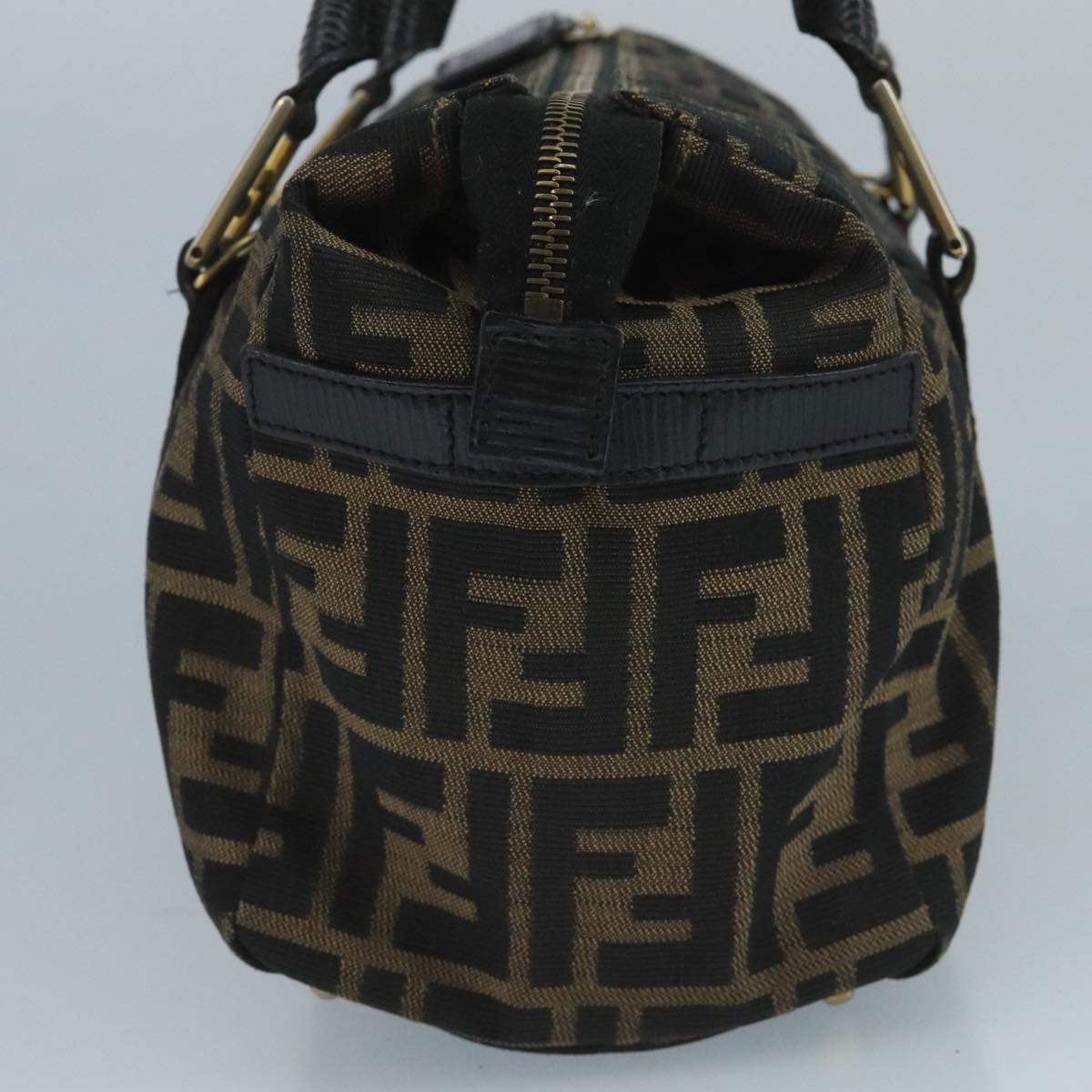 FENDI Zucca Canvas Hand Bag Brown Black 111184
