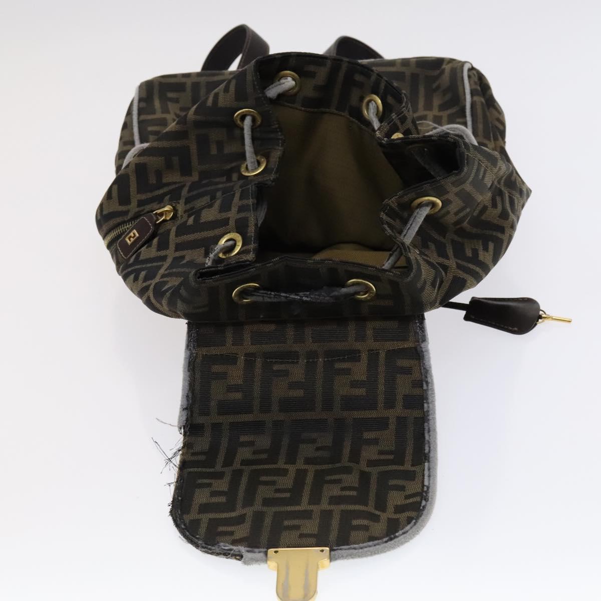 FENDI Zucca Canvas Backpack Brown Black gold 111351
