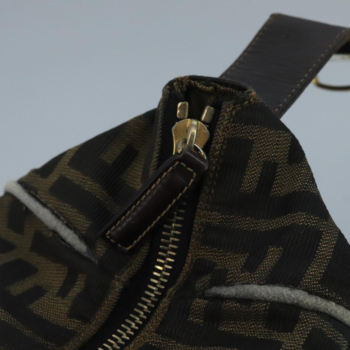 FENDI Zucca Canvas Vanity Pouch Brown Black 111352