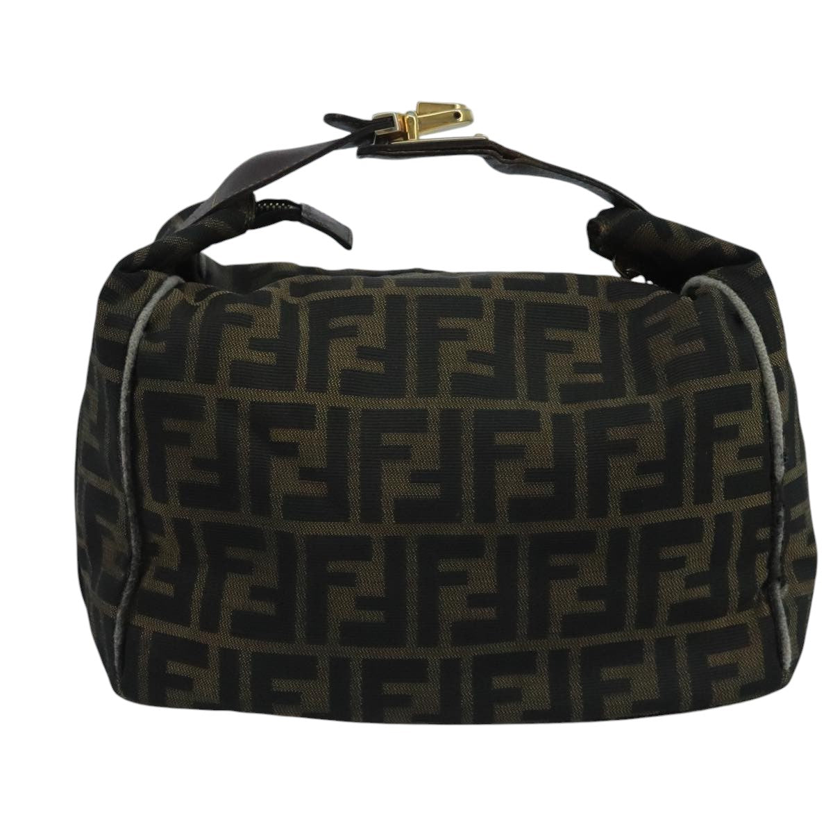 FENDI Zucca Canvas Vanity Pouch Brown Black 111352