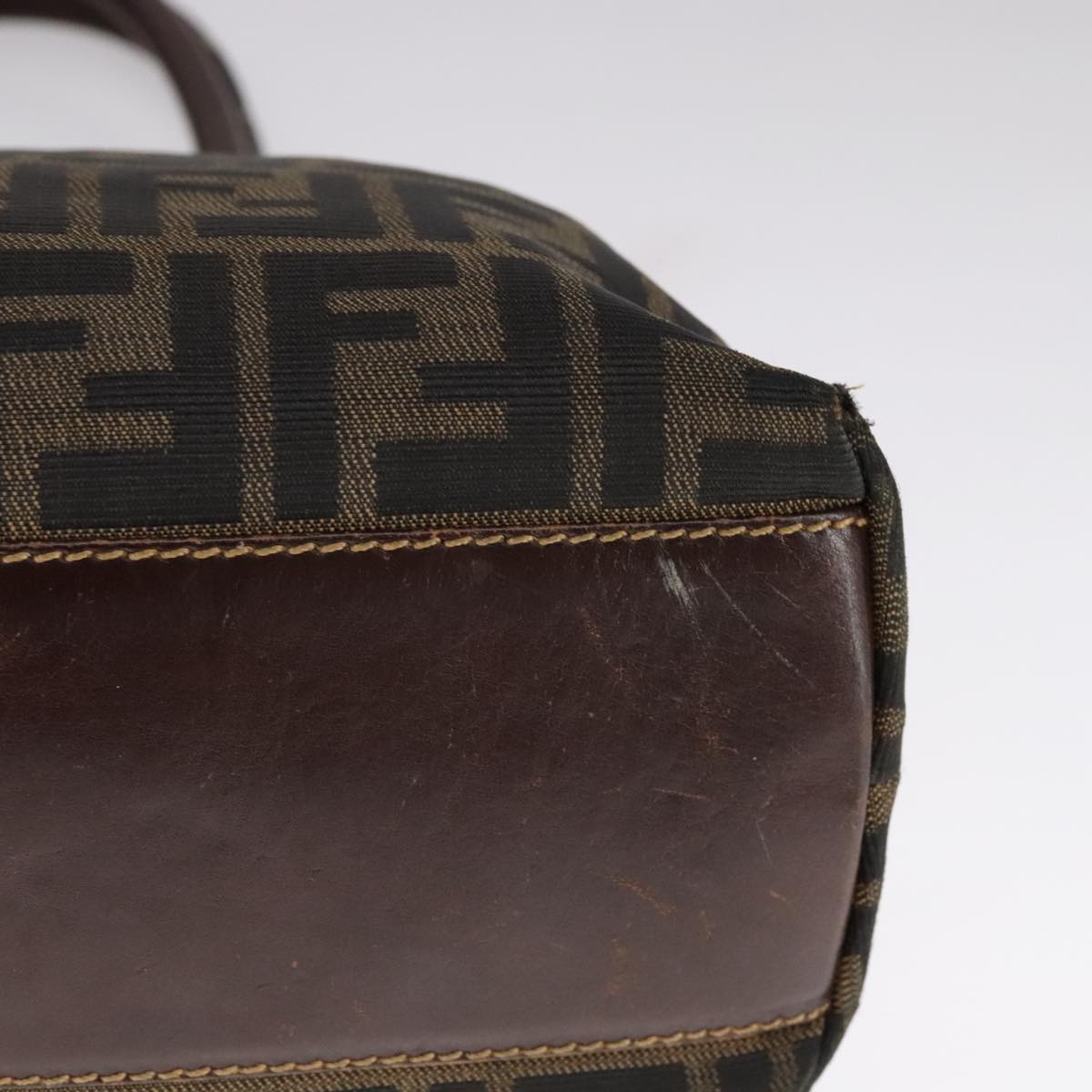 FENDI Zucca Canvas Hand Bag 2way Brown Black 111463