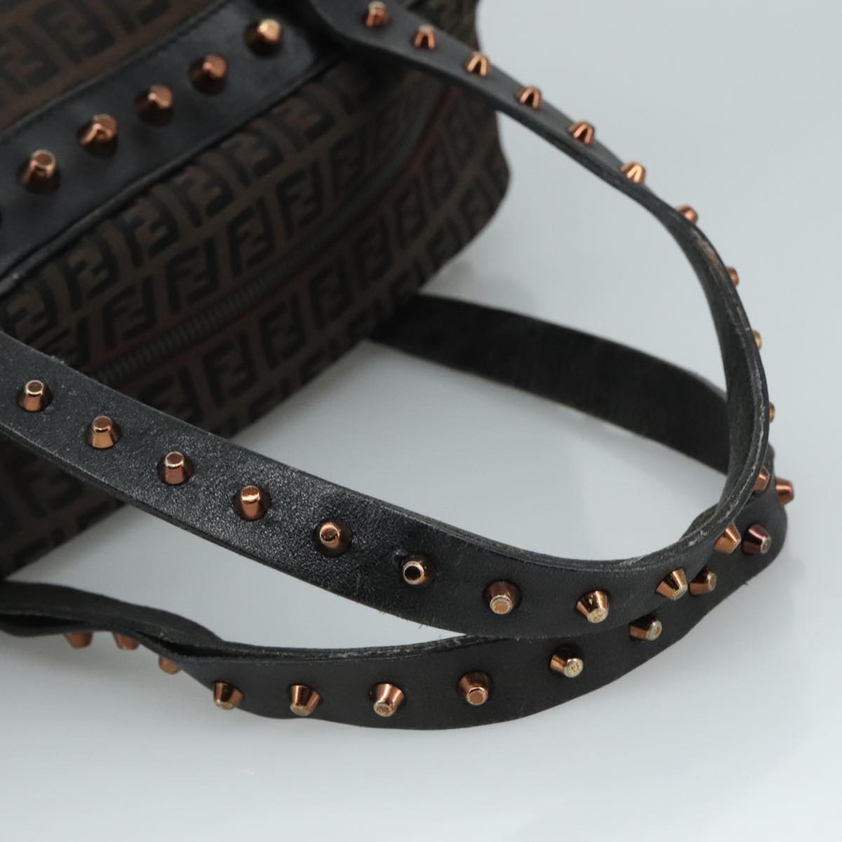 FENDI Zucchino Canvas Hand Bag Black 111601