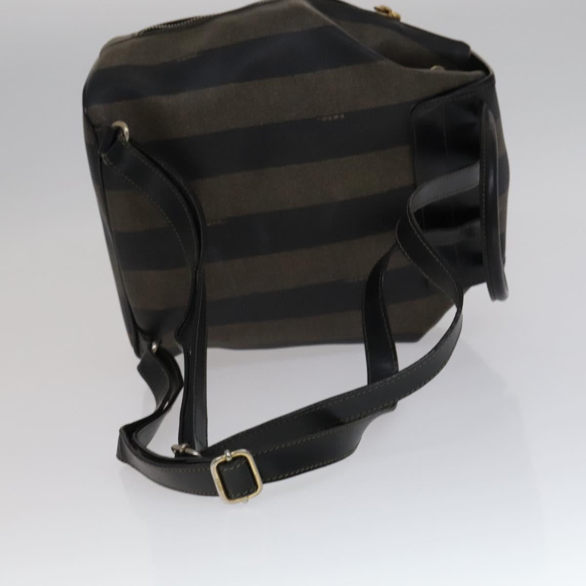 FENDI Pecan Canvas Backpack Brown Black gold 111604
