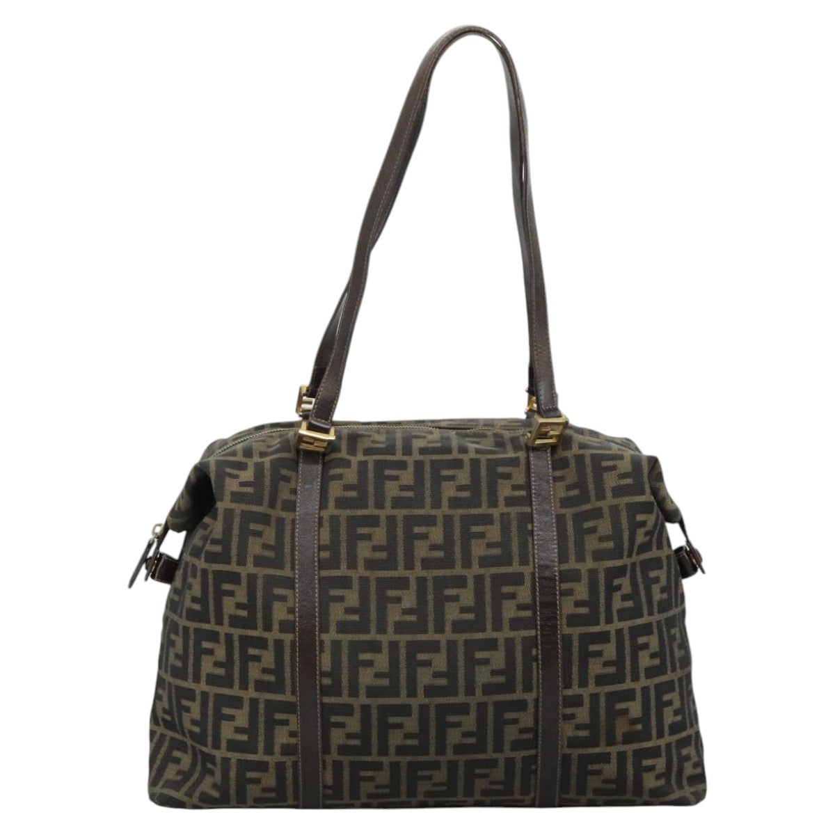 FENDI Zucca Canvas Shoulder Bag Brown Black 111665