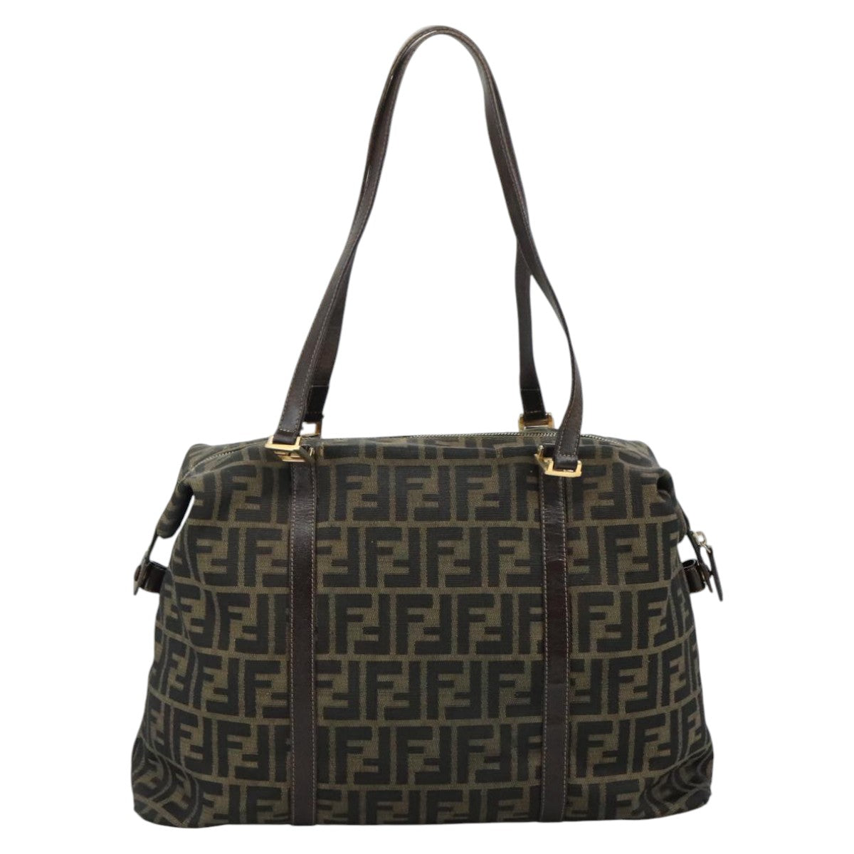 FENDI Zucca Canvas Shoulder Bag Brown Black 111665