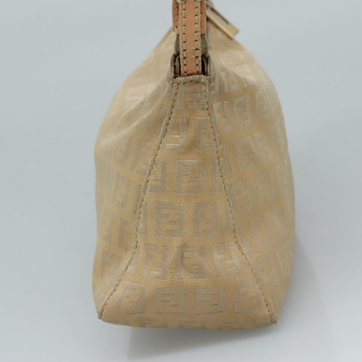 FENDI Zucchino Canvas Shoulder Bag Beige 111690