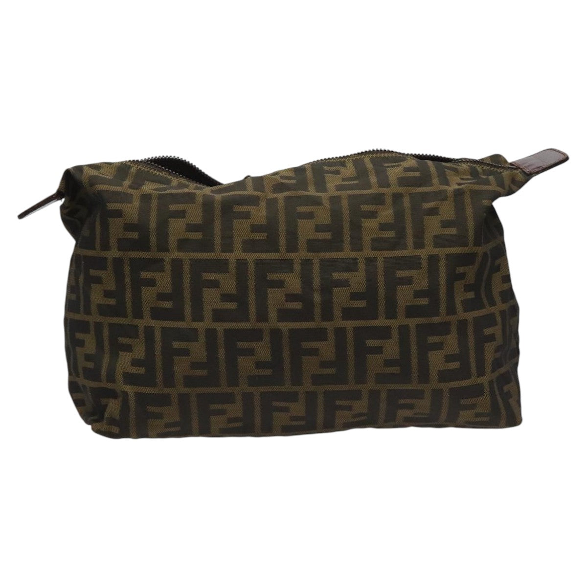 FENDI Zucca Canvas Pouch Brown Black Silver 111841