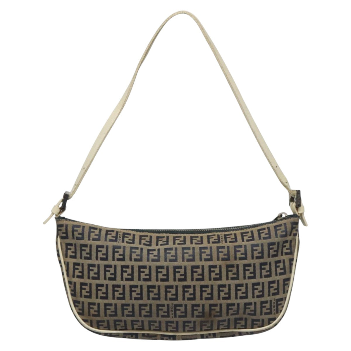 FENDI Zucchino Canvas Shoulder Bag Gray 112742