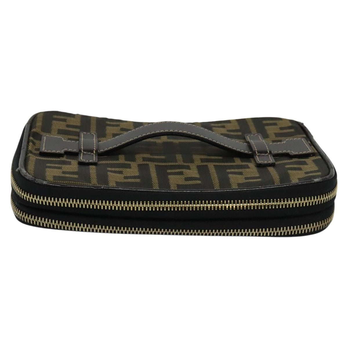 FENDI Zucca Canvas Vanity Pouch Brown Black gold 112847