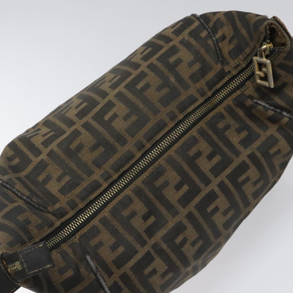 FENDI Zucca Canvas Vanity Pouch Brown Black gold 112925