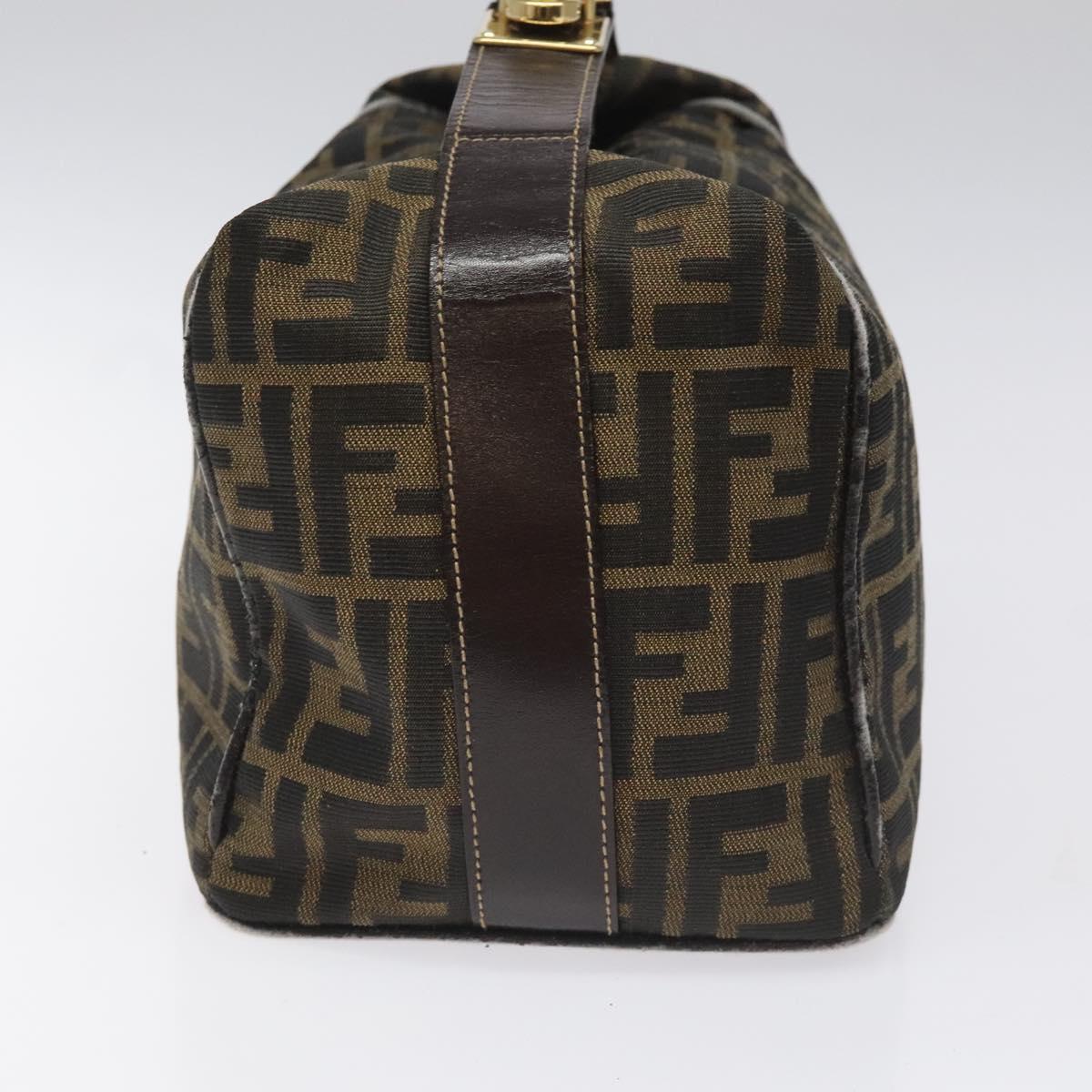 FENDI Zucca Canvas Vanity Hand Bag Brown Black gold 113069