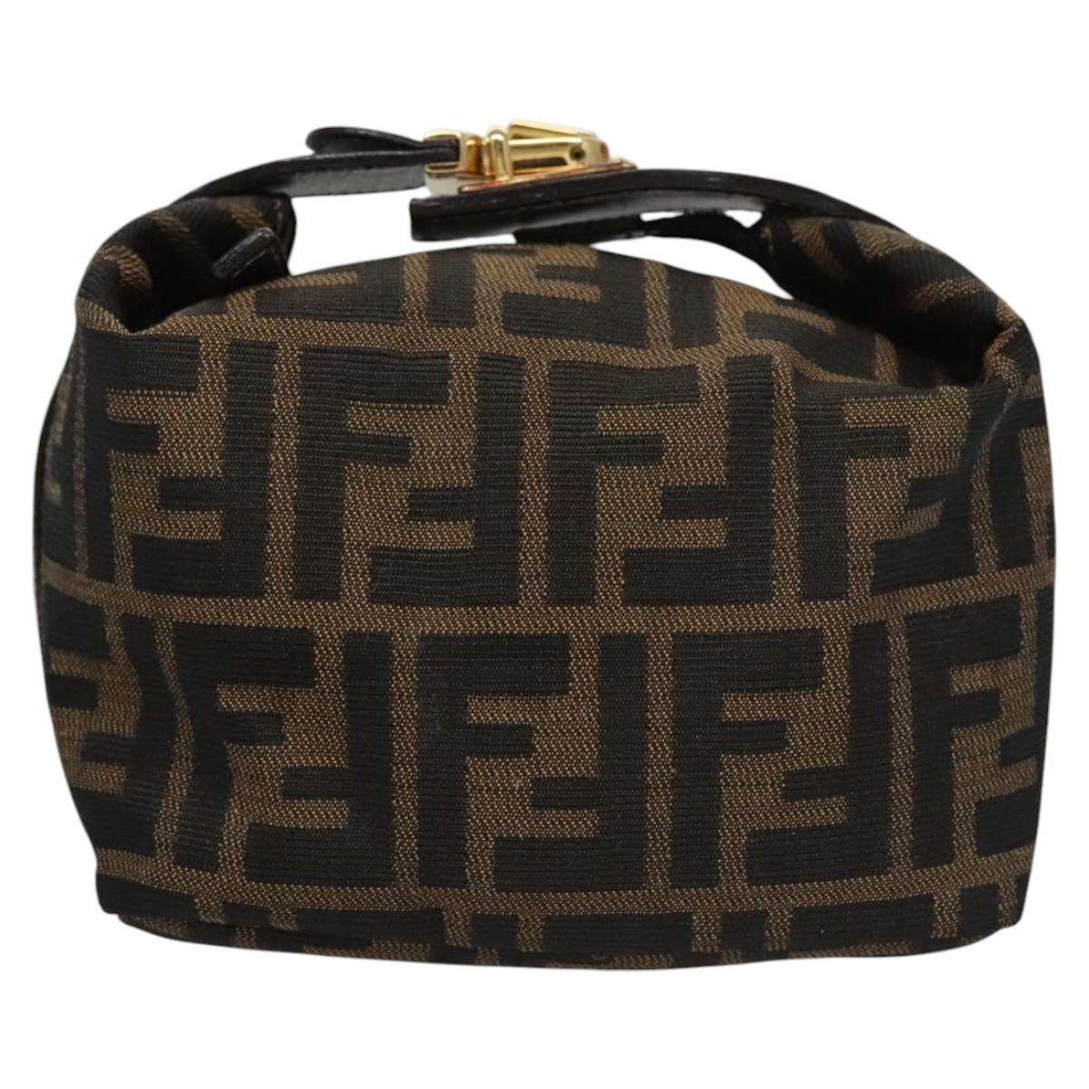 FENDI Zucca Canvas Pouch Brown Black 113193