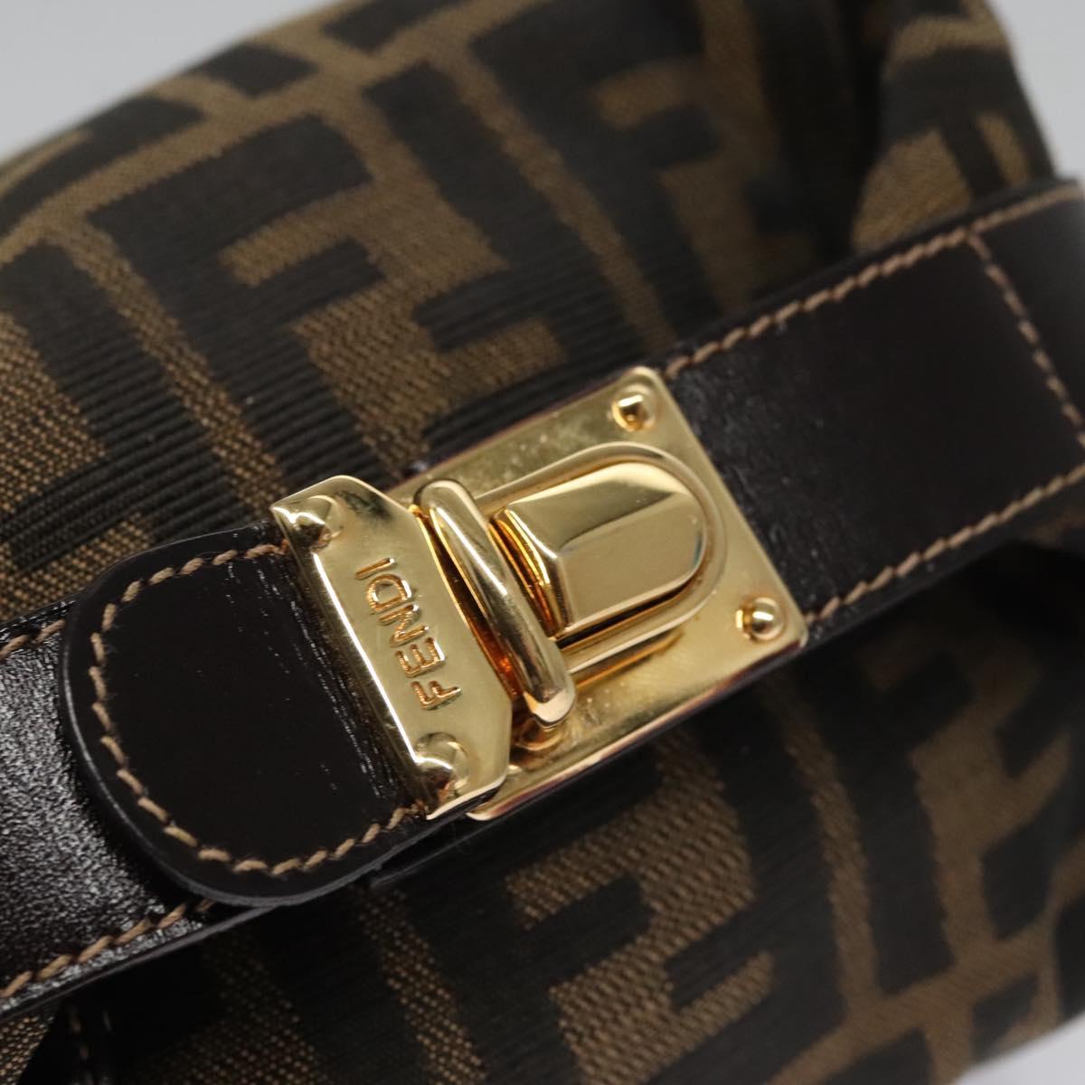 FENDI Zucca Canvas Pouch Brown Black 113193