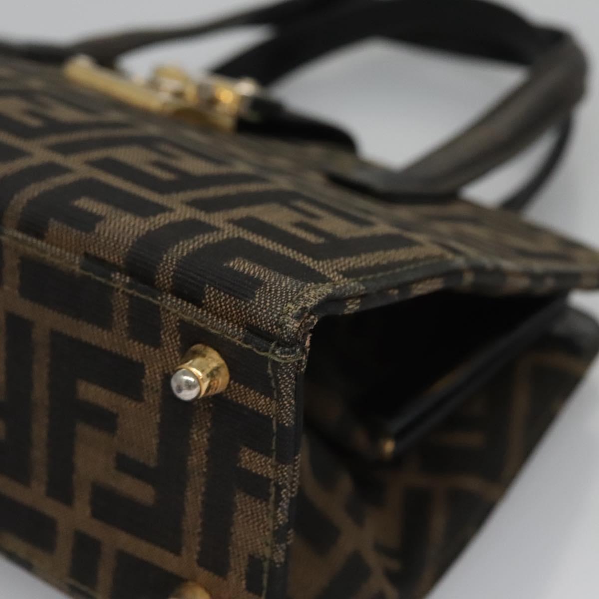 FENDI Zucca Canvas Hand Bag Brown 113221