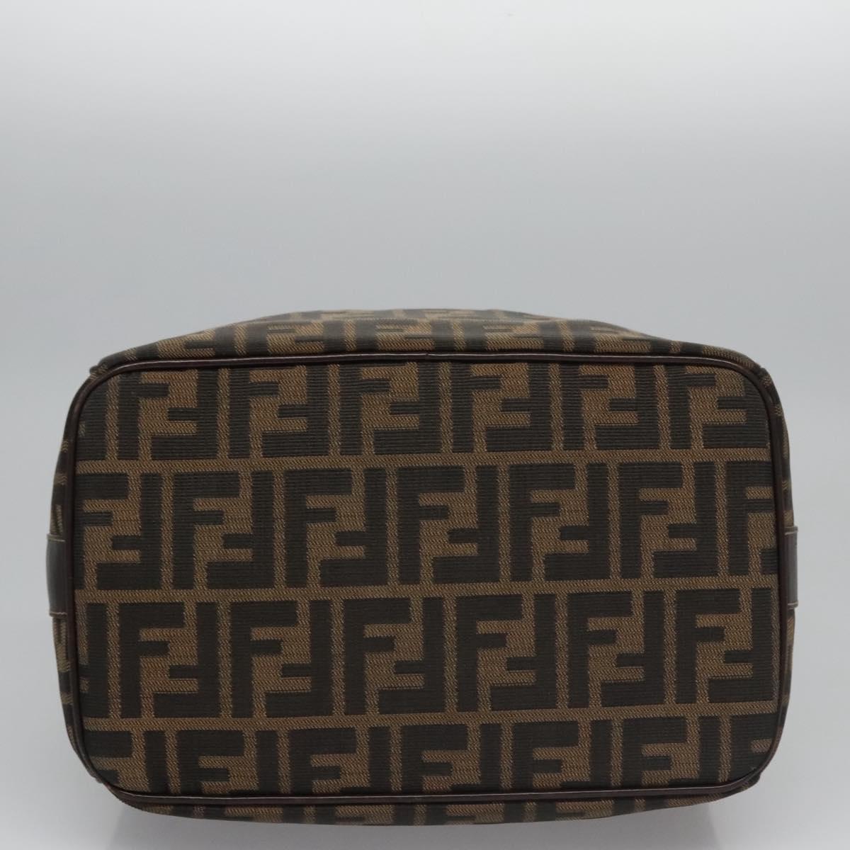 FENDI Zucca Canvas Hand Bag Brown Black gold 113255