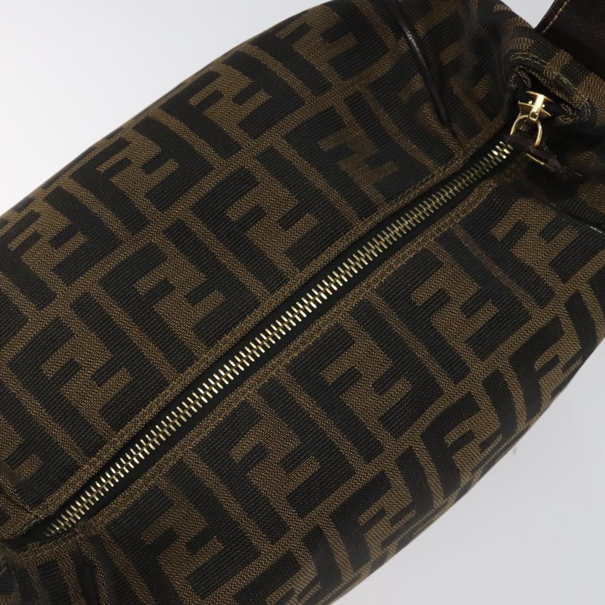 FENDI Zucca Canvas Hand Bag Brown Black 113512