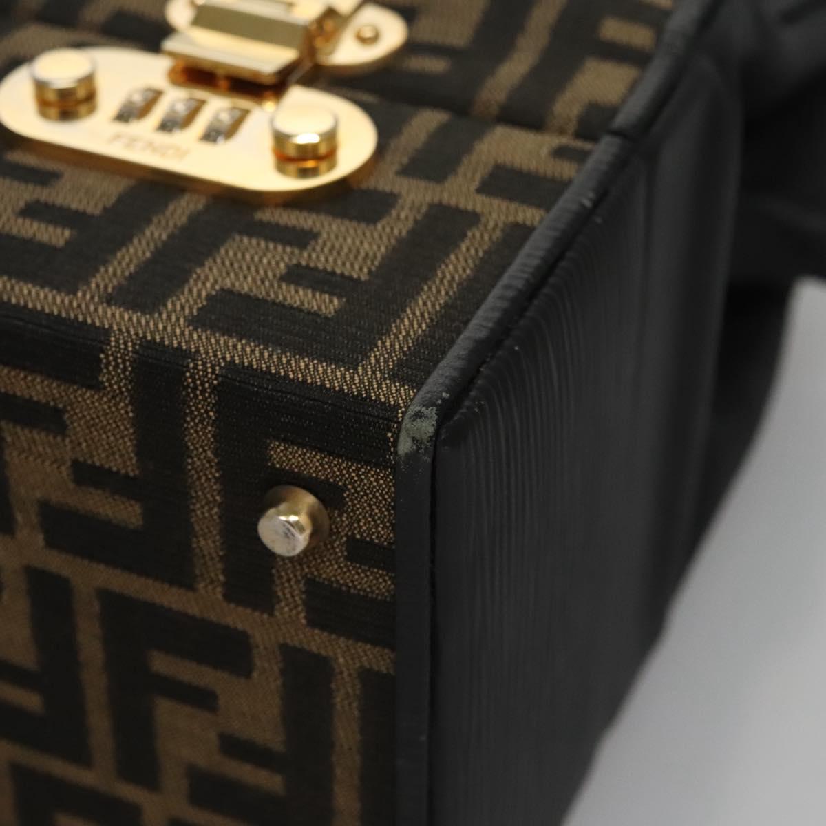FENDI Zucca Canvas Hand Bag 2way Brown Black gold 113513