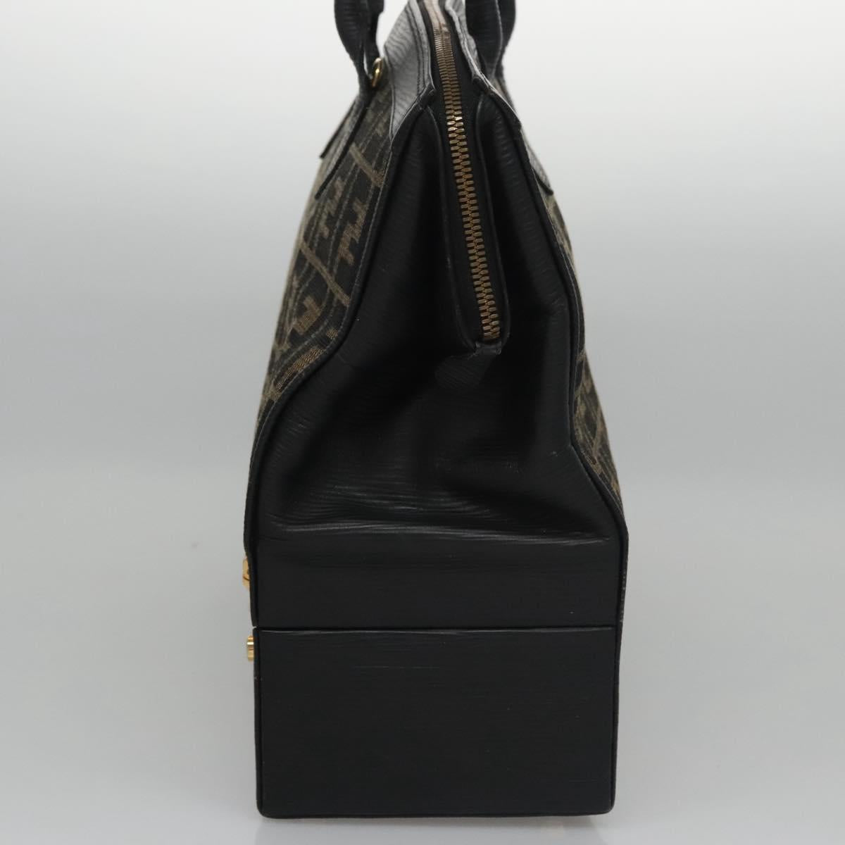FENDI Zucca Canvas Hand Bag 2way Brown Black gold 113513
