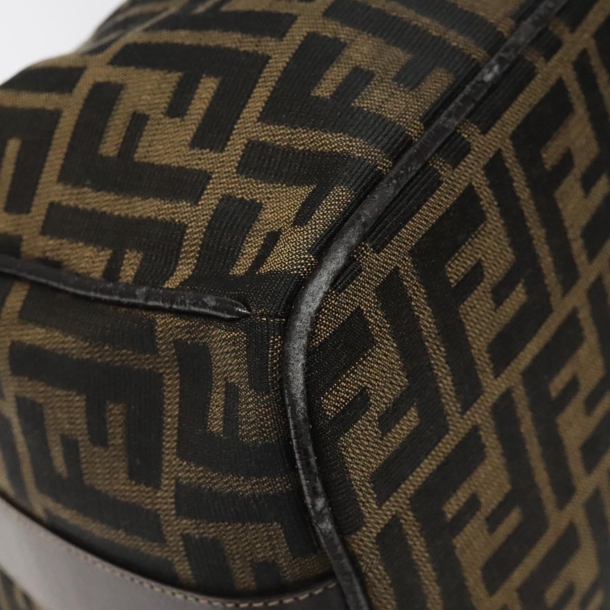 FENDI Zucca Canvas Hand Bag Brown Black 113568