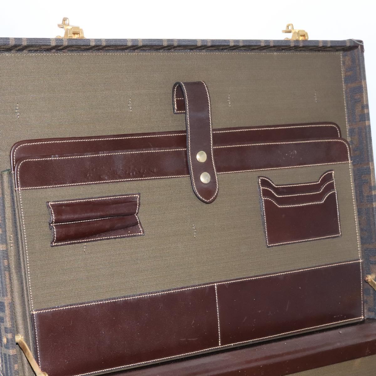 FENDI Attache case Zucca Canvas Trunk Black Brown 113581