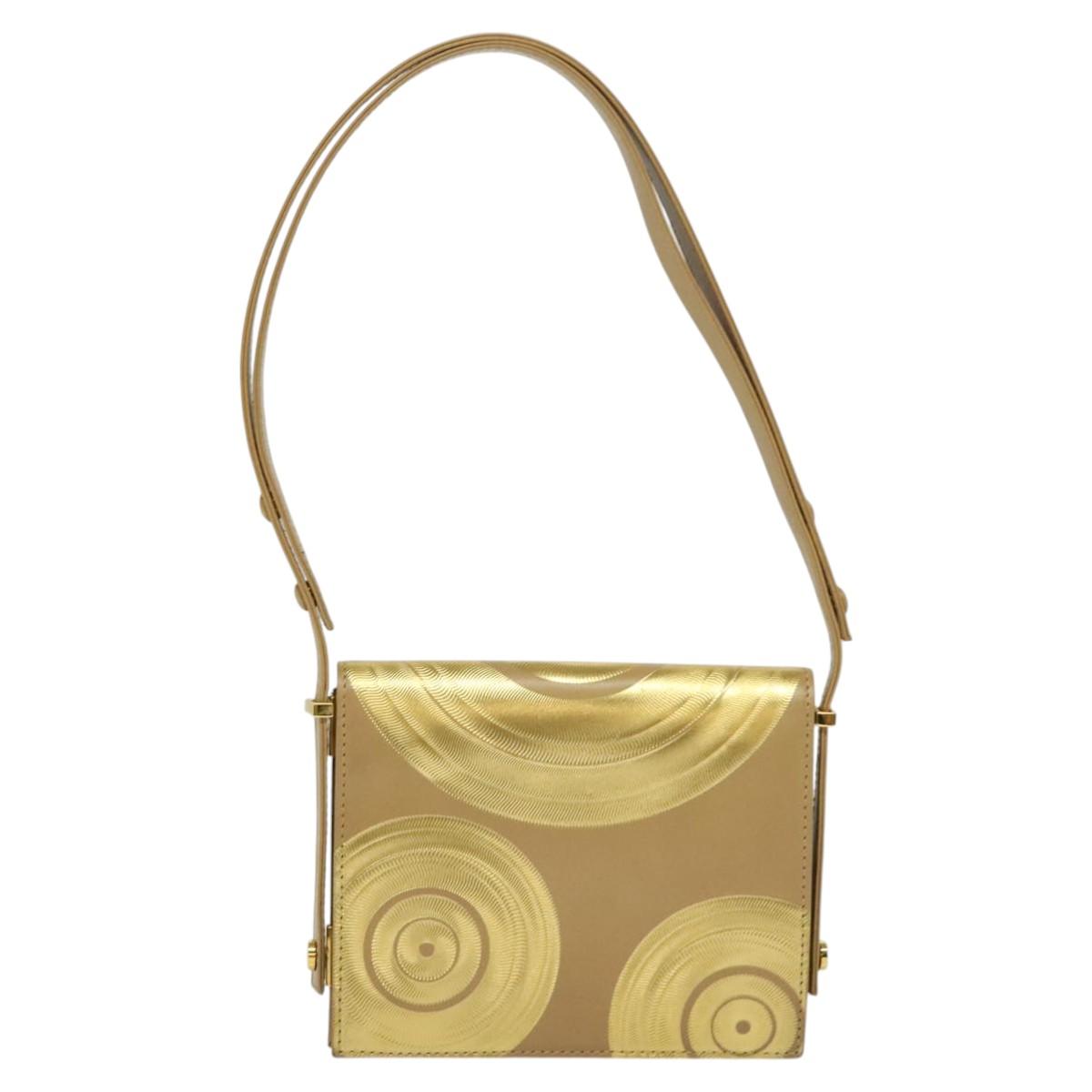 FENDI Shoulder Bag Leather Gold 113748A