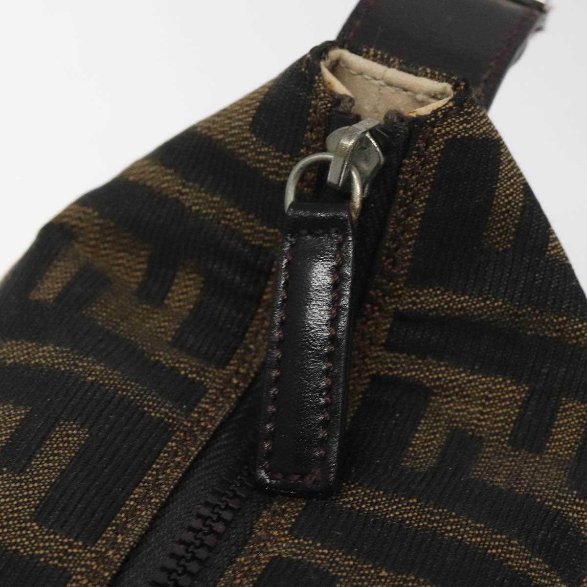 FENDI Zucca Canvas Vanity Pouch Brown Black Silver 113786