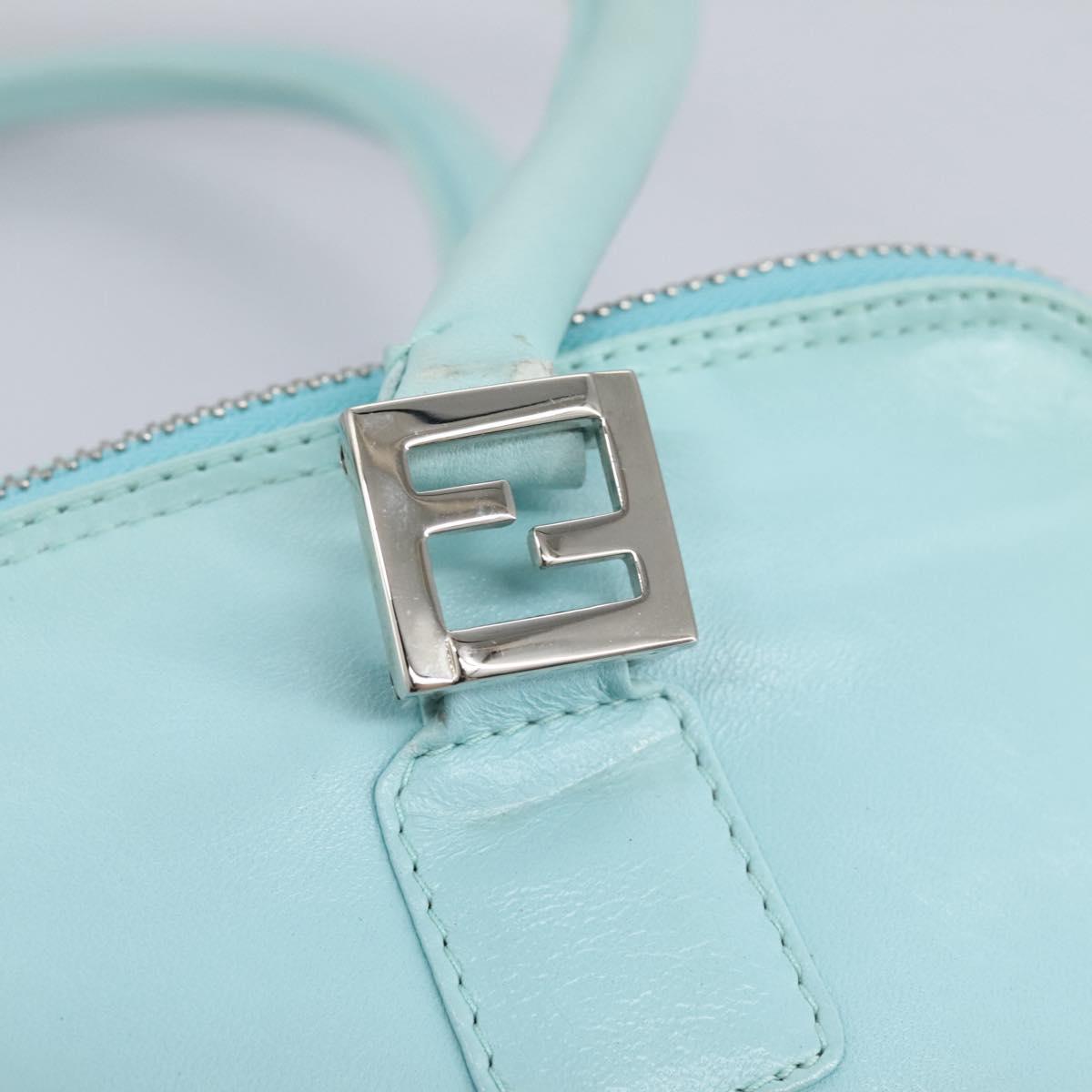 FENDI Shoulder Bag Leather Turquoise Blue 114259