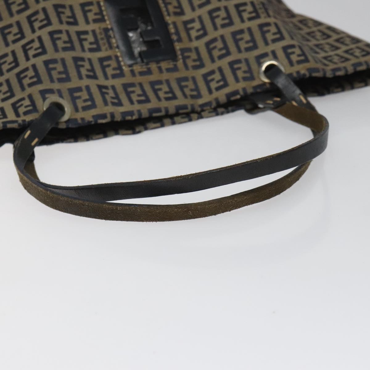 FENDI Zucchino Canvas Tote Bag Navy 114388