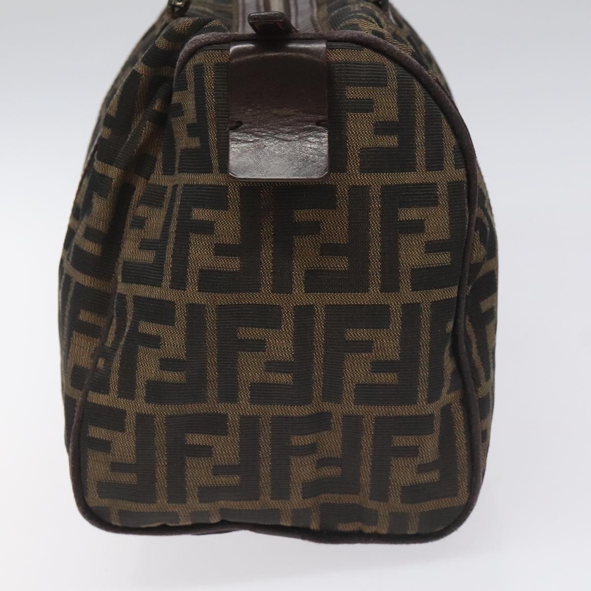 FENDI Zucca Canvas Hand Bag Brown Black 114416