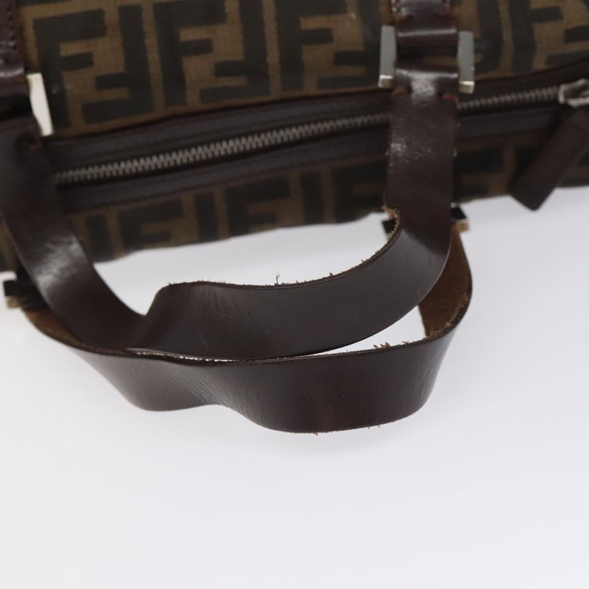 FENDI Zucca Canvas Hand Bag Brown Black 114416