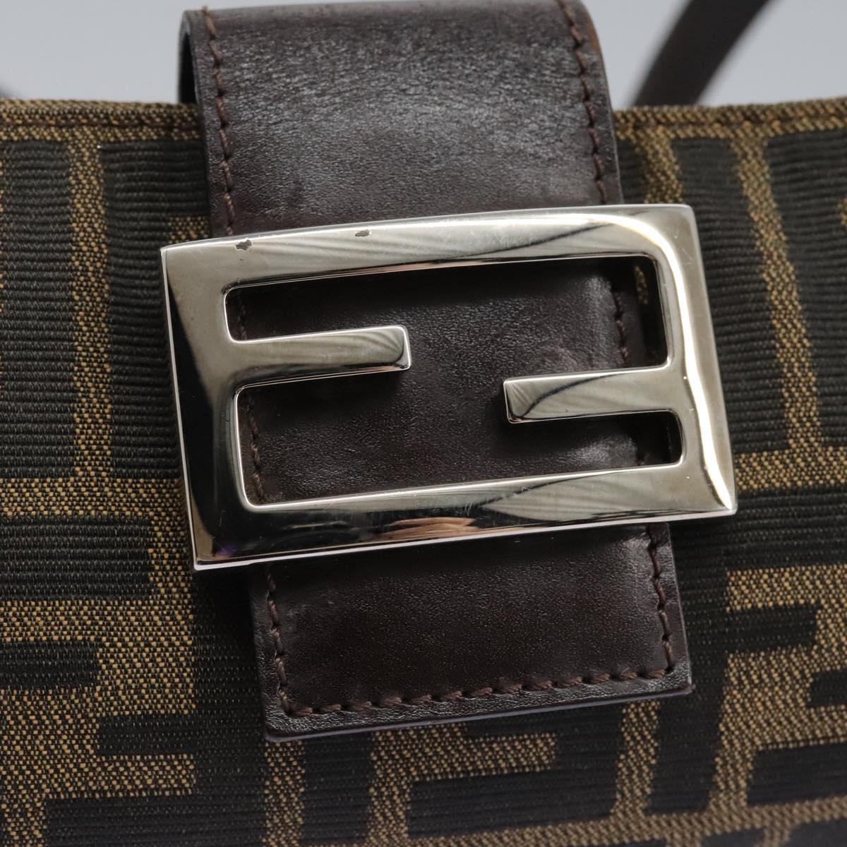 FENDI Zucca Canvas Mamma Baguette Shoulder Bag Brown Black 114484