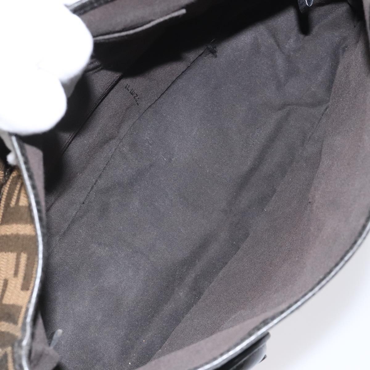 FENDI Zucca Canvas Shoulder Bag Brown Black 114514