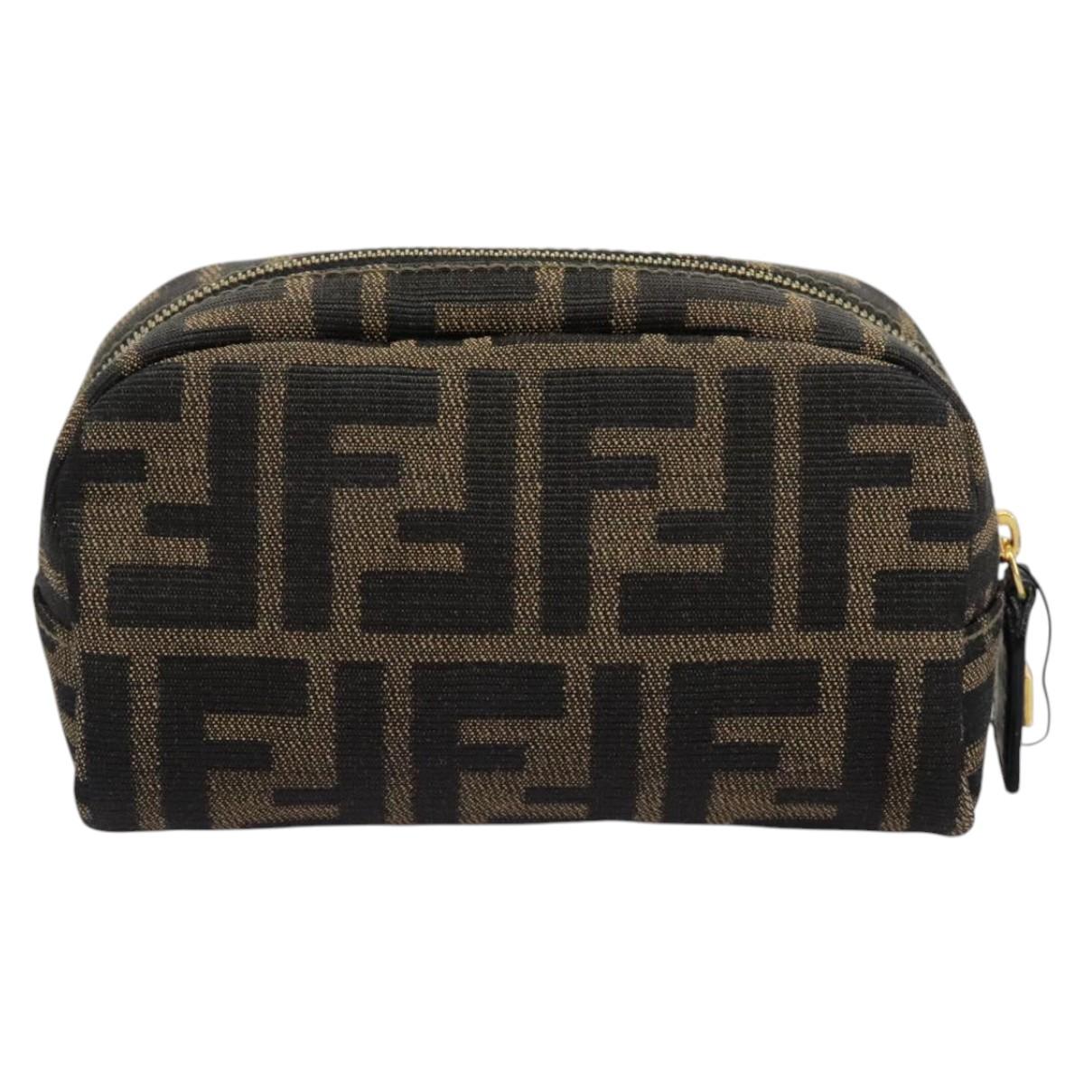FENDI Zucca Canvas Pouch Brown Black 114599