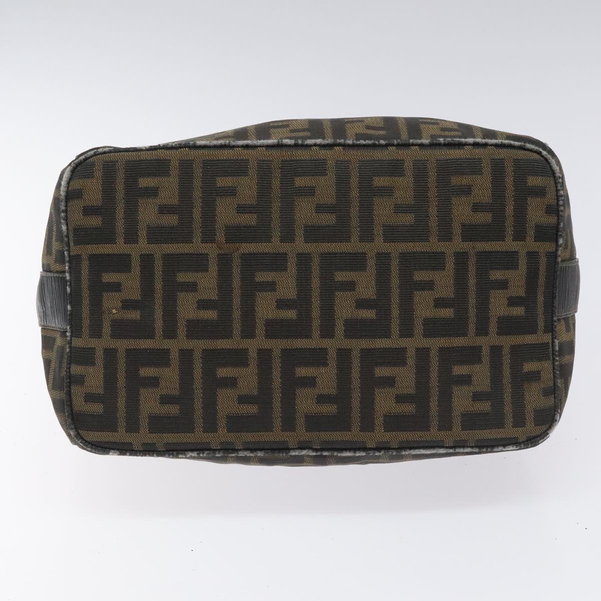 FENDI Zucca Canvas Vanity Hand Bag Brown Black 115424