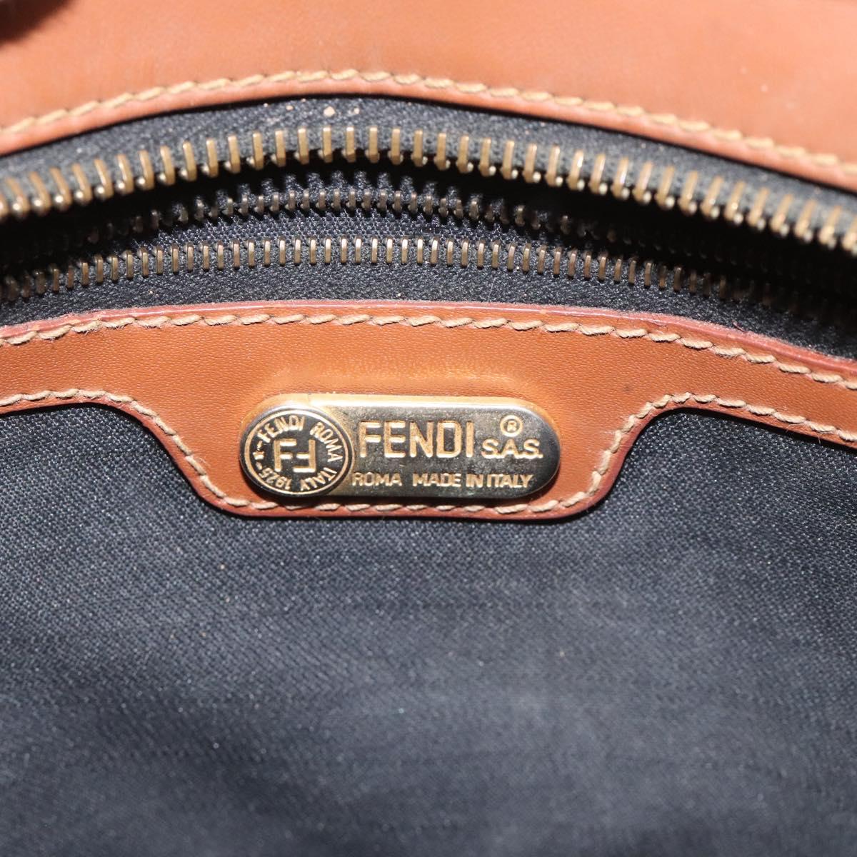 FENDI Pecan Canvas Shoulder Bag Brown Black 115751