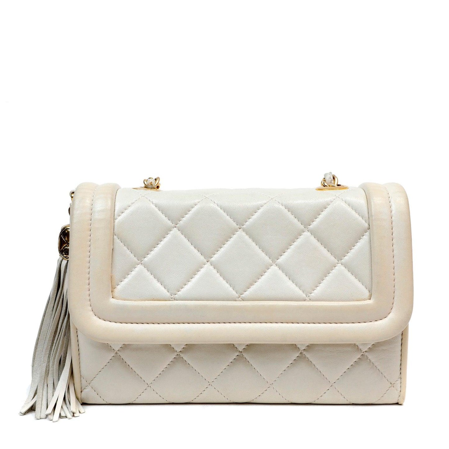 Chanel Ivory Quilted Lambskin Vintage Flap Bag